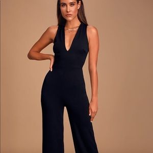 Lulu’s Thinking Out Loud Black Backless Jumpsuit